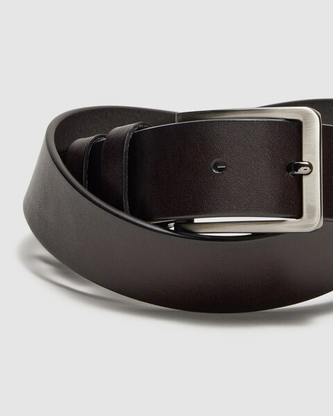 Casual Full Grain Leather Belt, Brown, hi-res
